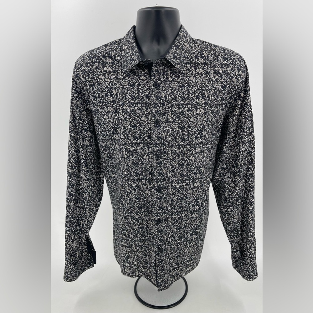 Guess Button-Down Slim Fit Shirt Size XS Black & White Speckled Granite Men’s XL